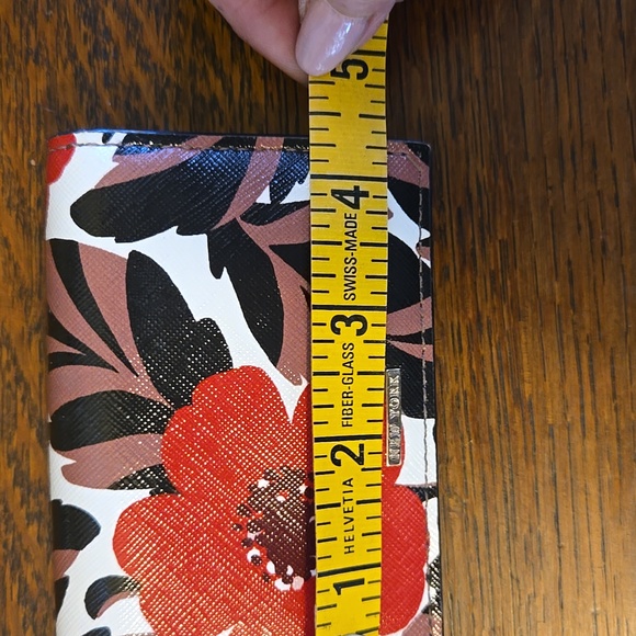 Kate Spade Compact Wallet With Key Ring In Red Poppy Field - Picture 14 of 16